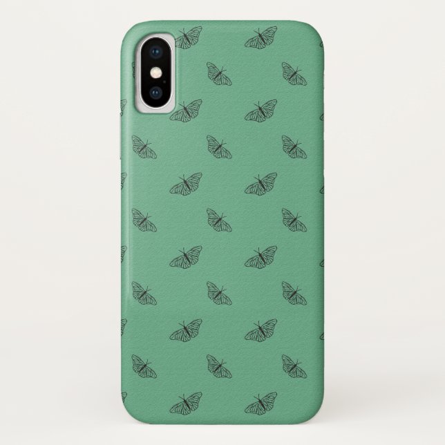 iPhone X case in green butterfly design (Back)
