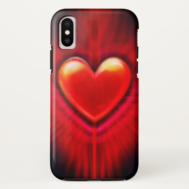 iPhone X case Red & black heart design. (Back)