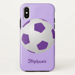 iPhone X Case, Soccer Ball, Purple, Personalized iPhone X Case