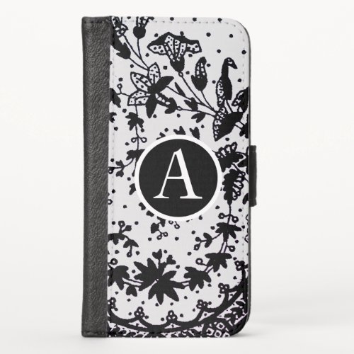 iPhone X Wallet Case PERSONAL INITIAL ANTIQUE LACE