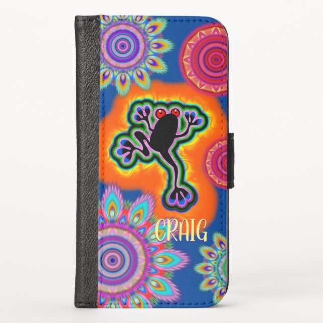 iPhone XS case psychedelic surf frog blues (Front)