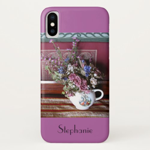 iPhone XS XS Max XR Teapot Case Flowers Purple