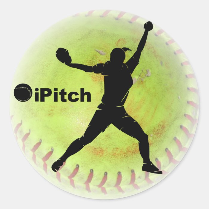 iPitch Fastpitch Softball Round Sticker