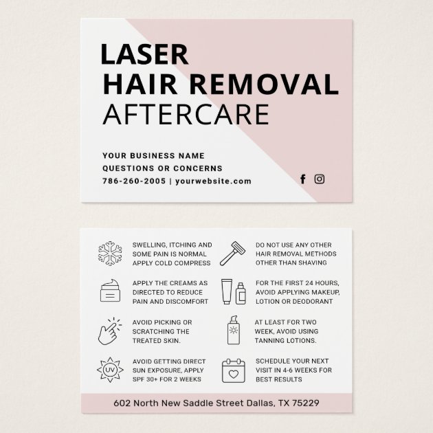 IPL Laser Hair Removal Aftercare Instructions Card Zazzle