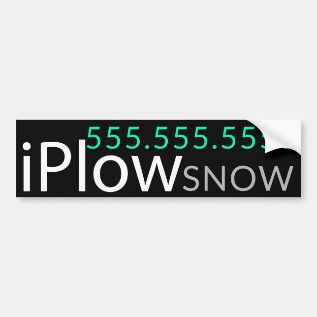 iPlow. Snow Removal. Snow Plowing Promotional Bumper Sticker (Front)