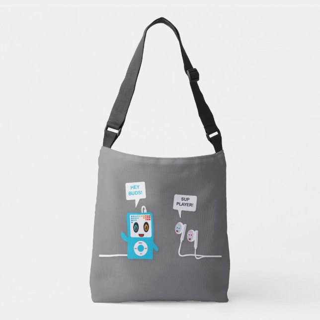 iPod and Buds Meet Up Blue Edition Crossbody Bag (Front)
