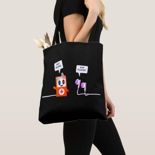 iPod and Buds Meet Up Orange  Blue Miami Edition Tote Bag