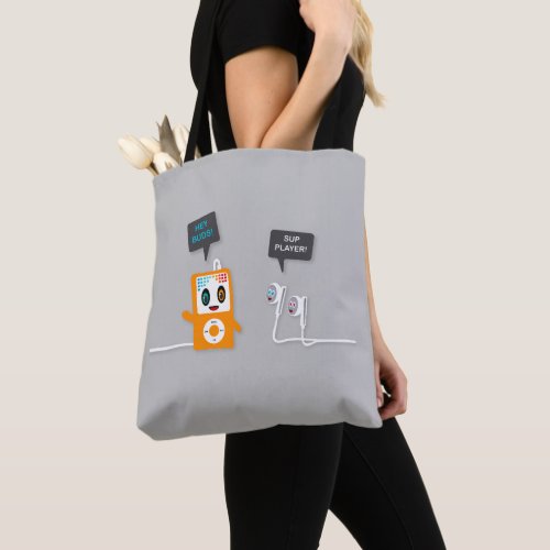 iPod and Buds Meet Up Orange Edition Tote Bag