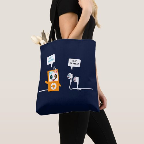 iPod and Buds Meet Up Orange Edition Tote Bag