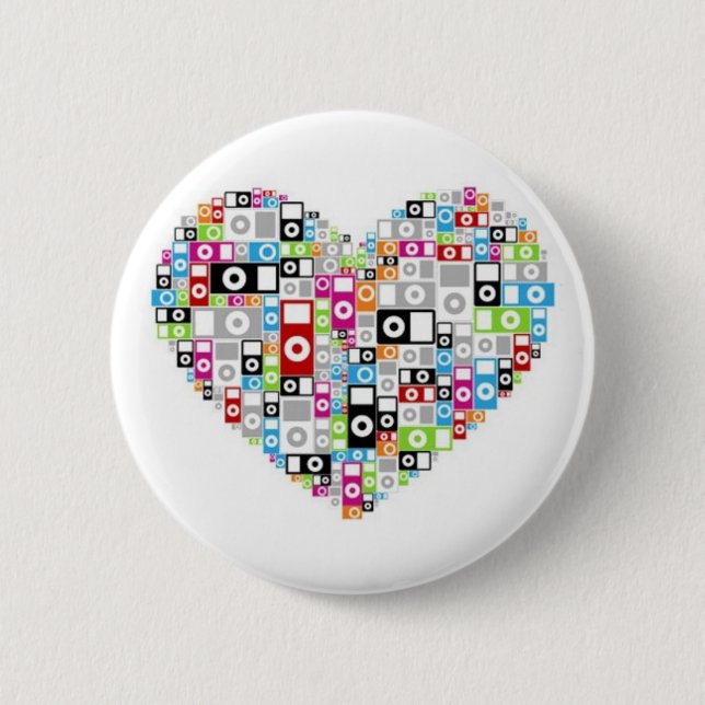 ipod heart pinback button (Front)