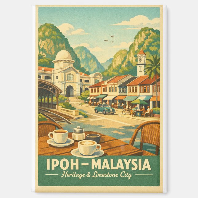 Ipoh City, Malaysia retro travel Magnet (Front)