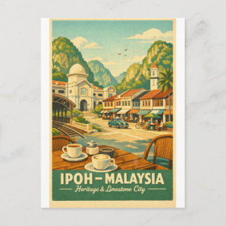 Ipoh City, Malaysia retro travel Postcard