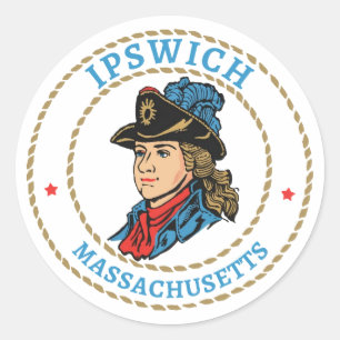 Ipswich Massachusetts Colonial Classic Round Sticker