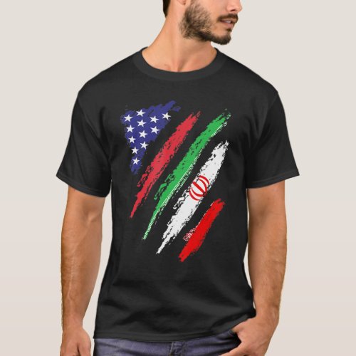 Iran American Grown Flag USA Patriot Heritage Mont T_Shirt