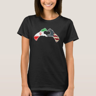 Iran American USA Flag USA Iranian Heart T-Shirt