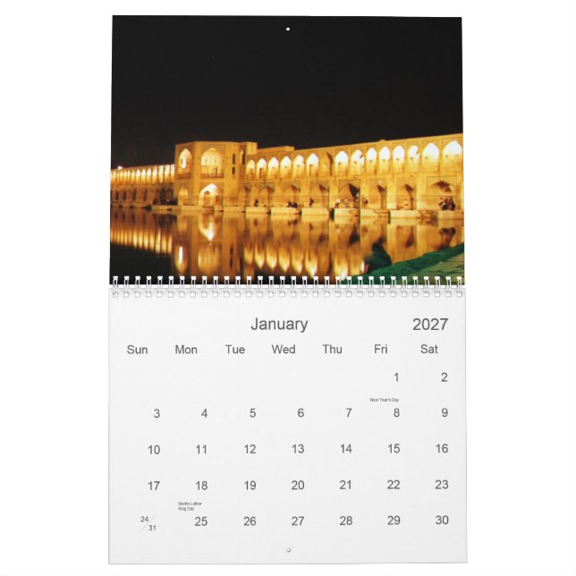 Iran Architecture Calendar (Jan 2027)