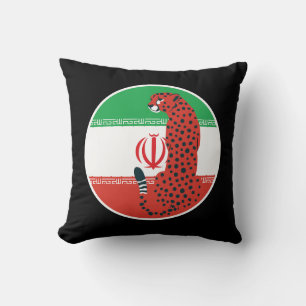 Iran Cheetah Iranian National Animal Flag Throw Pillow