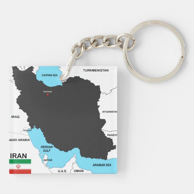 iran country map flag keychain (Back)