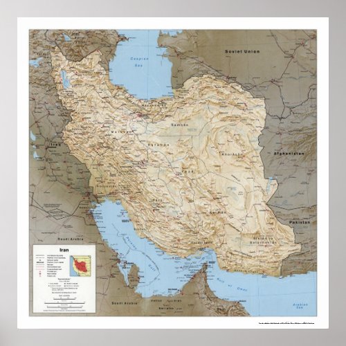 Iran Detailed Map 1991 Poster