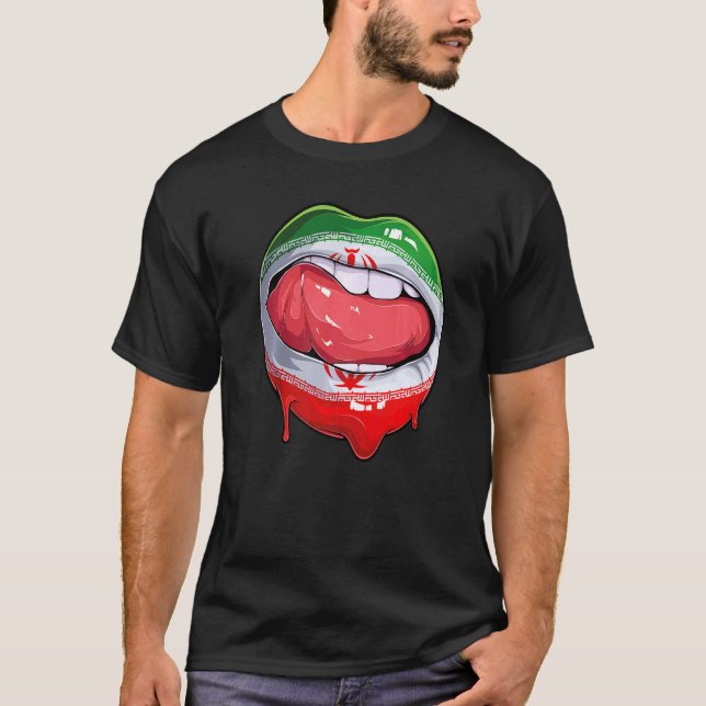 Iran Fan Flag Mouth Soccer Iranian T-Shirt (Front)