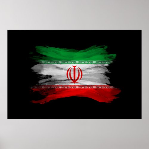Iran flag brush stroke national flag poster