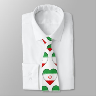 Iran Flag Colors Heart Pattern Neck Tie