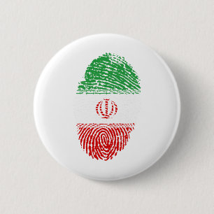 Iran Flag Fingerprint Country Pride Identity Button