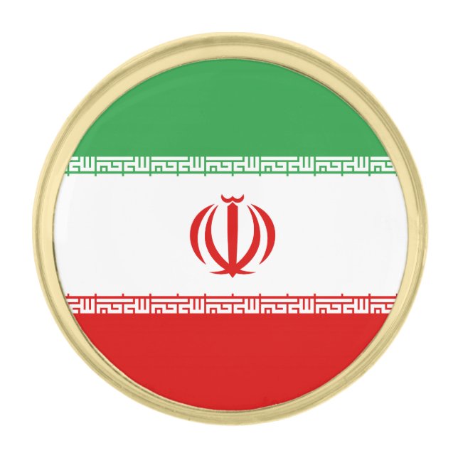 Iran Flag Gold Finish Lapel Pin (Front)