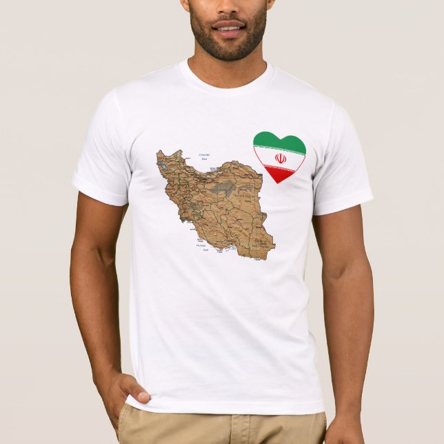Iran Flag Heart and Map T-Shirt (Front)