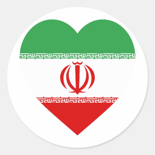 Iran Flag Heart Classic Round Sticker (Front)