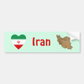 Iran Flag Heart + Map Bumper Sticker