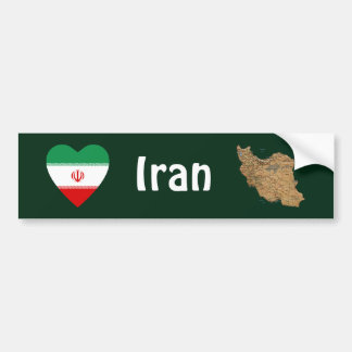 Iran Flag Heart + Map Bumper Sticker