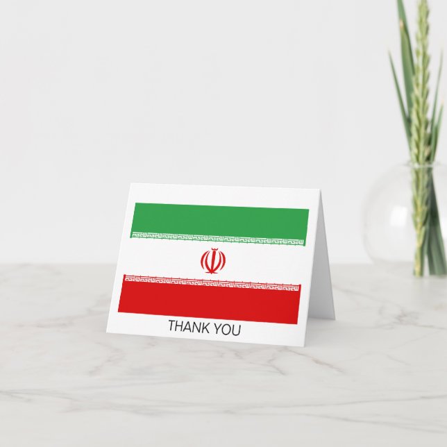 Iran Flag Letterpress Thank You Card (Front)