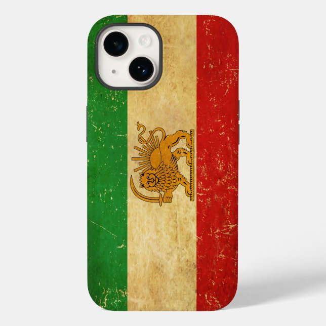 Iran Flag Lion And Sun Shah of Iran Flag Case-Mate iPhone Case (Back)