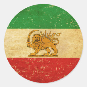 Iran Flag Lion And Sun Shah of Iran Flag Classic Round Sticker