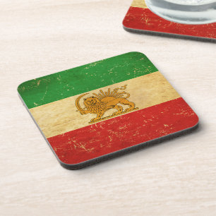 Iran Flag Lion And Sun Shah of Iran Flag Coaster