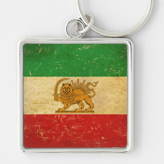 Iran Flag Lion And Sun Shah of Iran Flag Keychain (Front)