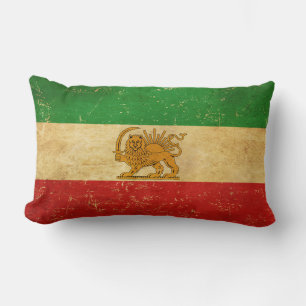 Iran Flag Lion And Sun Shah of Iran Flag Lumbar Pillow