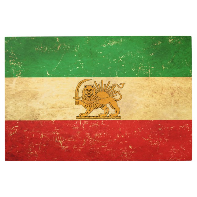 Iran Flag Lion And Sun Shah of Iran Flag Metal Print (Front)