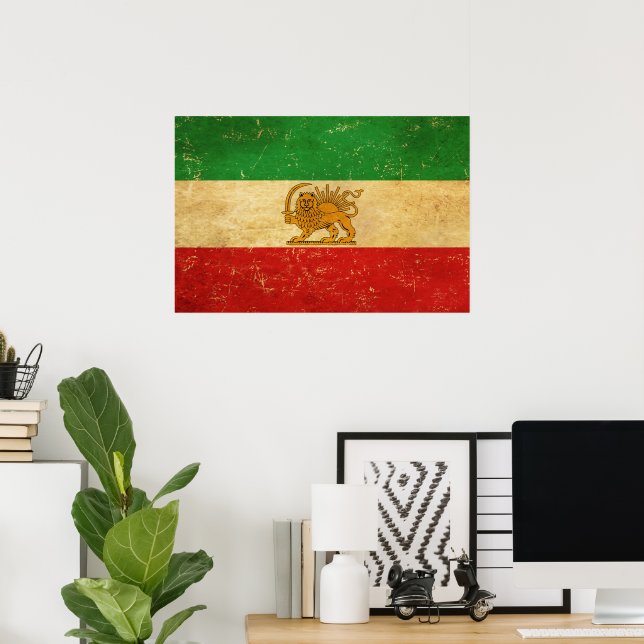 Iran Flag Lion And Sun Shah of Iran Flag Poster (Home Office)
