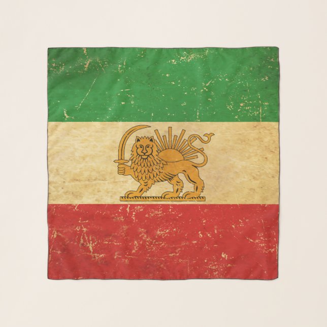Iran Flag Lion And Sun Shah of Iran Flag Scarf (Front)