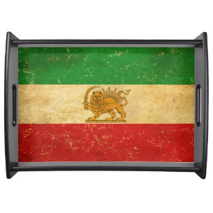 Iran Flag Lion And Sun Shah of Iran Flag Serving Tray