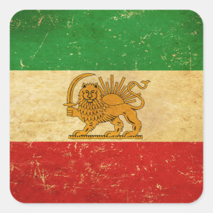 Iran Flag Lion And Sun Shah of Iran Flag Square Sticker
