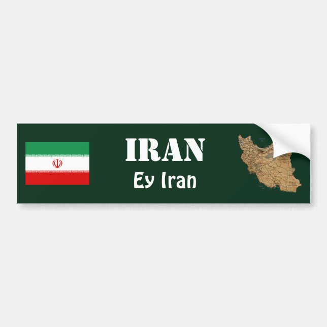 Iran Flag + Map Bumper Sticker (Front)