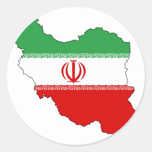 Iran flag map classic round sticker