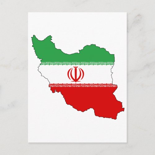Iran flag map postcard