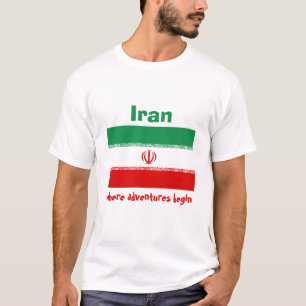 Iran Flag + Map + Text T-Shirt