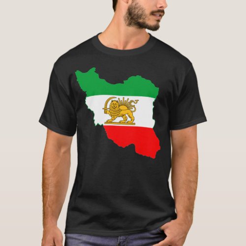 Iran Flag Map with Lion Logo T_Shirt