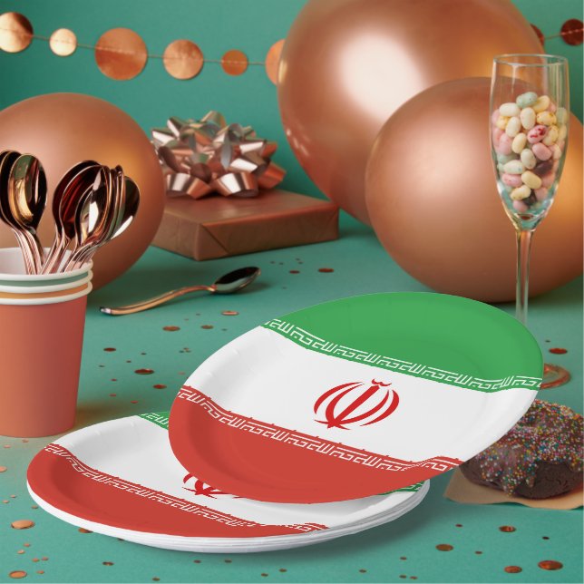 Iran flag paper plates (Multi)