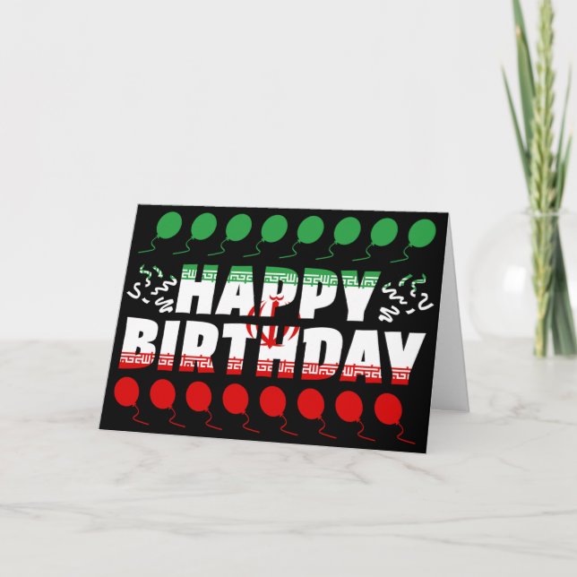 Iran Flag Patriotic Birthday Card (Front)
